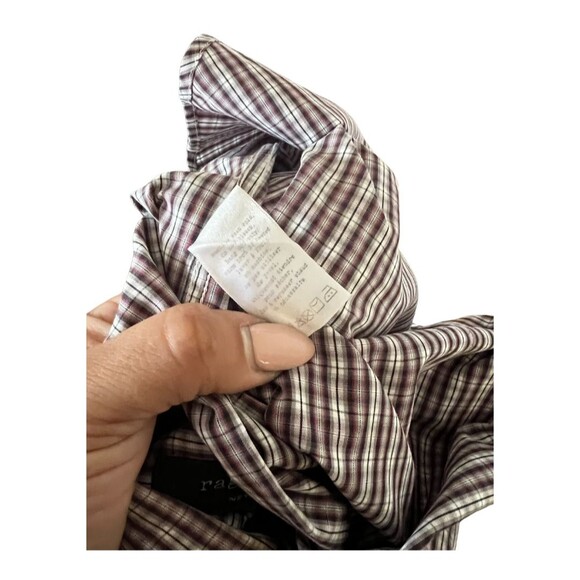 Rag & Bone New York Men’s Button Down Shirt Size 16 Burgundy Plaid Long Sleeve - Picture 10 of 10